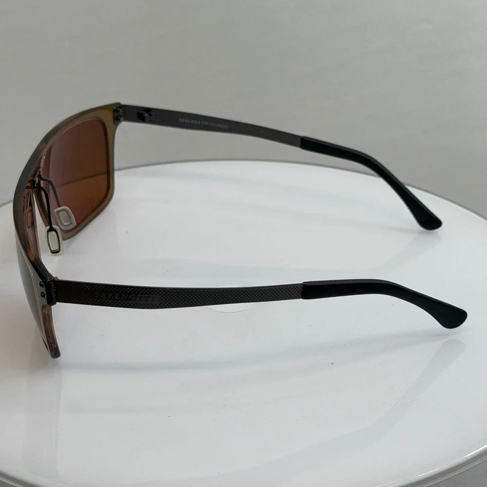 Serengeti Ferrara 7898 Polarized Sunglasses Mens‎ Brown Square Italy NOS
